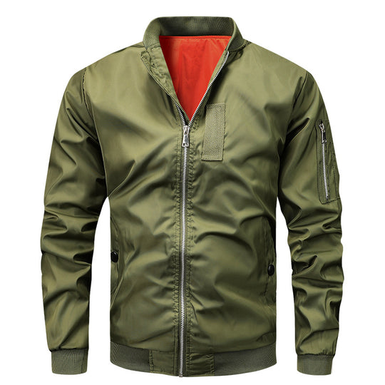 Herren  klassische Piloten-Bomberjacke mit kontrastierendem Innenfutter, Ärmel-Reißverschlusstasche und elastischen Bündchen Nord Taschen