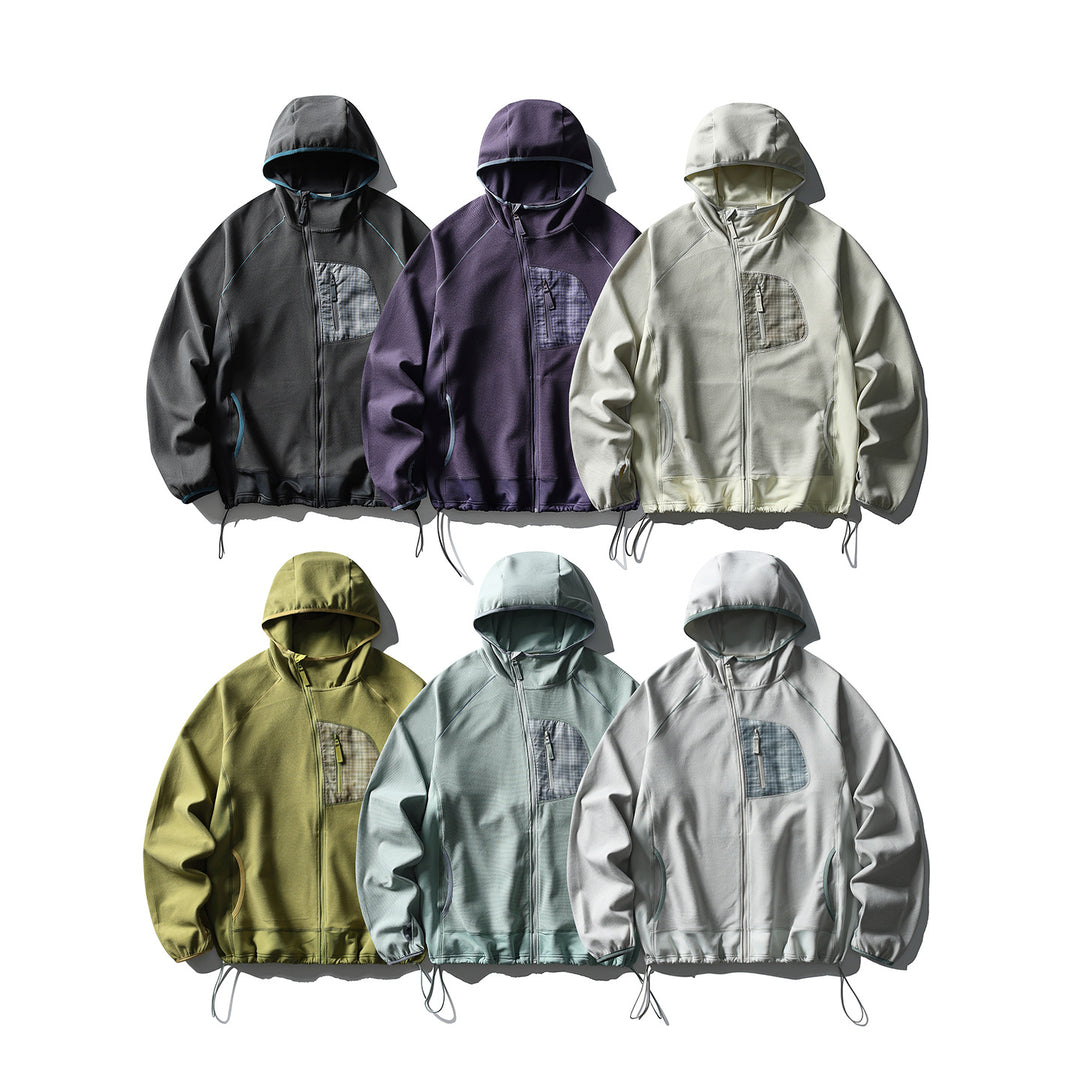 Unisex Leichte Tech-Fleece Kapuzenjacke mit Frontreißverschluss, Brust-Zip-Tasche und Kordelzugsaum Nord Taschen
