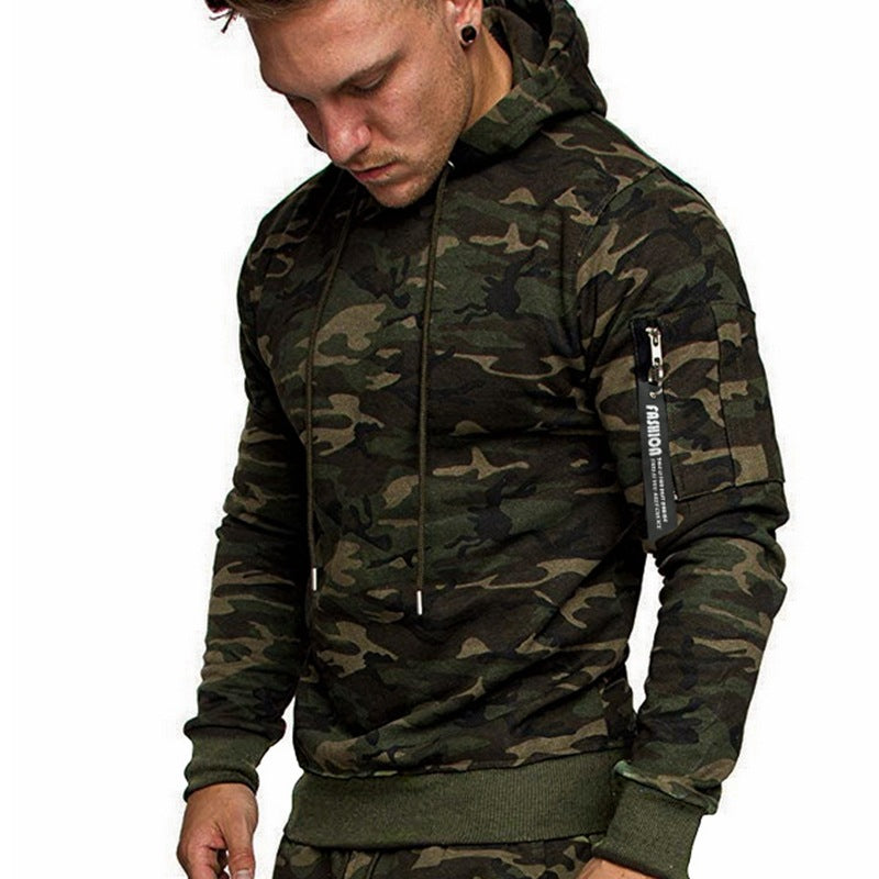 Herren Slim-Fit Hoodie mit Ärmel‑Zip‑Tasche, Kapuze und Kordelzug Nord Taschen