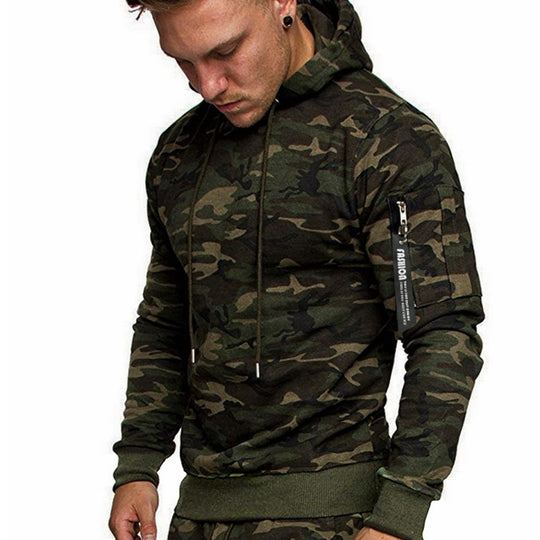 Herren Slim-Fit Hoodie mit Ärmel‑Zip‑Tasche, Kapuze und Kordelzug Nord Taschen