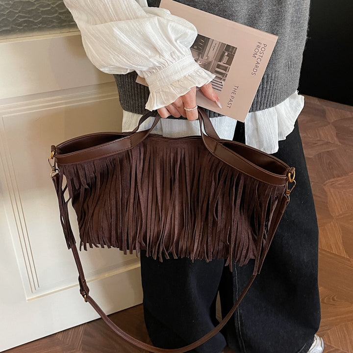 Damen Hobo-Tasche mit fransigem Design und komfortablem Schulterriemen Nord Taschen