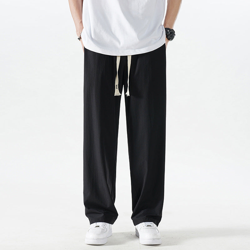 Herren Leichte Relax-Fit-Loungehose aus atmungsaktivem Jersey mit elastischem Tunnelbund, breitem Kordelzug & geripptem Beinabschluss Nord Taschen