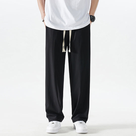 Herren Leichte Relax-Fit-Loungehose aus atmungsaktivem Jersey mit elastischem Tunnelbund, breitem Kordelzug & geripptem Beinabschluss Nord Taschen