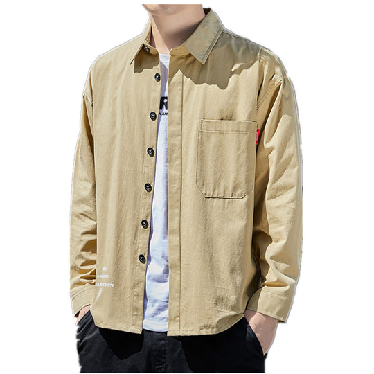 Herren Oversized-Hemdjacke im Casual-Worker-Stil mit Brusttasche und durchgehender Knopfleiste Nord Taschen