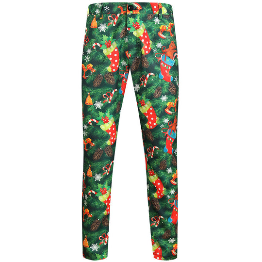 Herren Weihnachtliche Slim‑Fit Chinohose mit Allover-Santa‑Print und Stretchkomfort Nord Taschen
