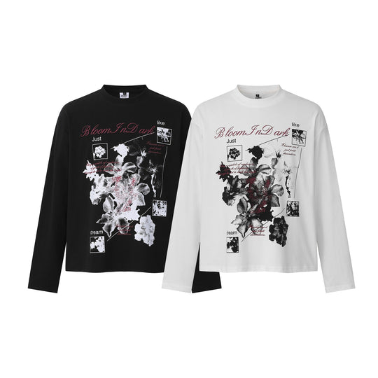 Damen Langarmshirt mit floralem Fotoprint und Oversize-Boxy-Schnitt Nord Taschen