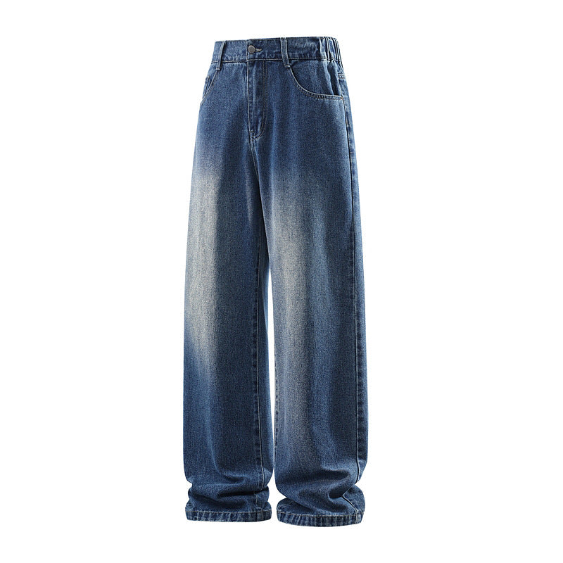 Damen Weite High‑Waist Baggy‑Jeans mit elastischem Bund und Used‑Look Nord Taschen