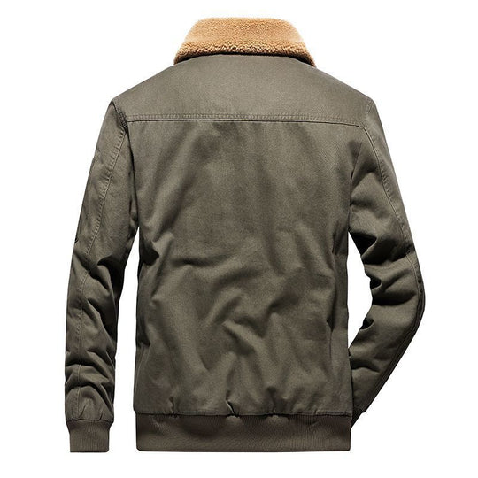 Herren Canvas-Fliegerblouson mit Sherpa-Innenfutter, Teddykragen und Utility‑Taschen Nord Taschen