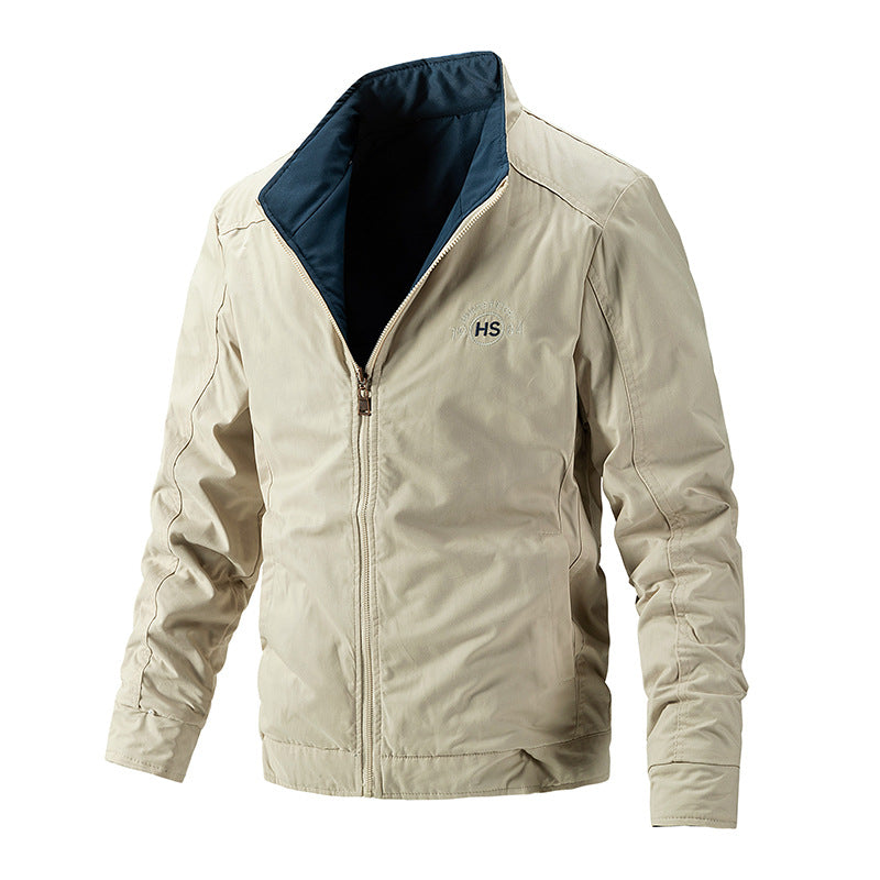 Herren Leichte wasserabweisende Zip-Jacke mit Stehkragen und kontrastiertem Futter Nord Taschen