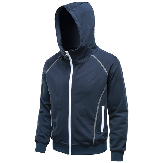 Herren Kapuzen-Zipjacke im sportlichen Raglanstil mit Kontrastnähten und gerippten Bündchen Nord Taschen