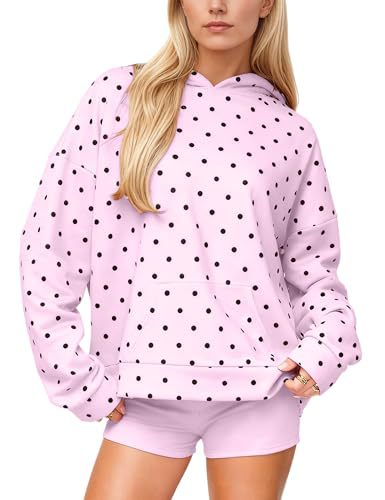 Damen Gepunkteter Oversize-Kapuzenpullover mit Kängurutasche Nord Taschen