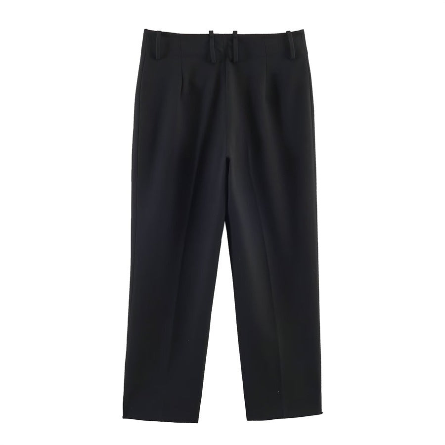 Damen Hochtaillierte elegante Anzughose mit Bügelfalte und geradem Bein Nord Taschen