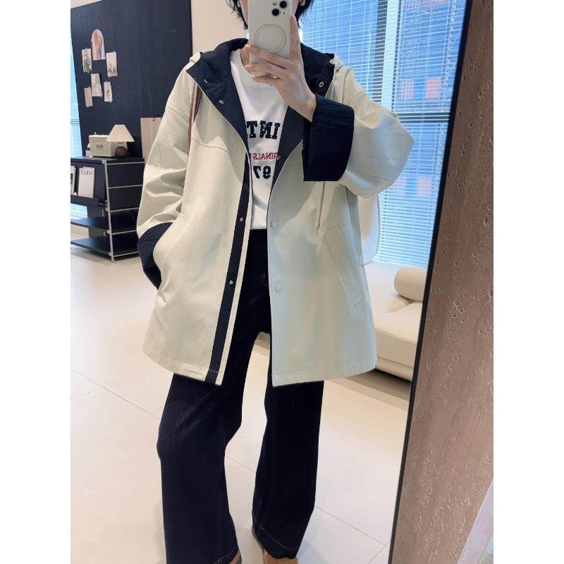 Unisex Oversized utilitarischer Trenchcoat mit kontrastiertem Innenfutter und Kapuze Nord Taschen