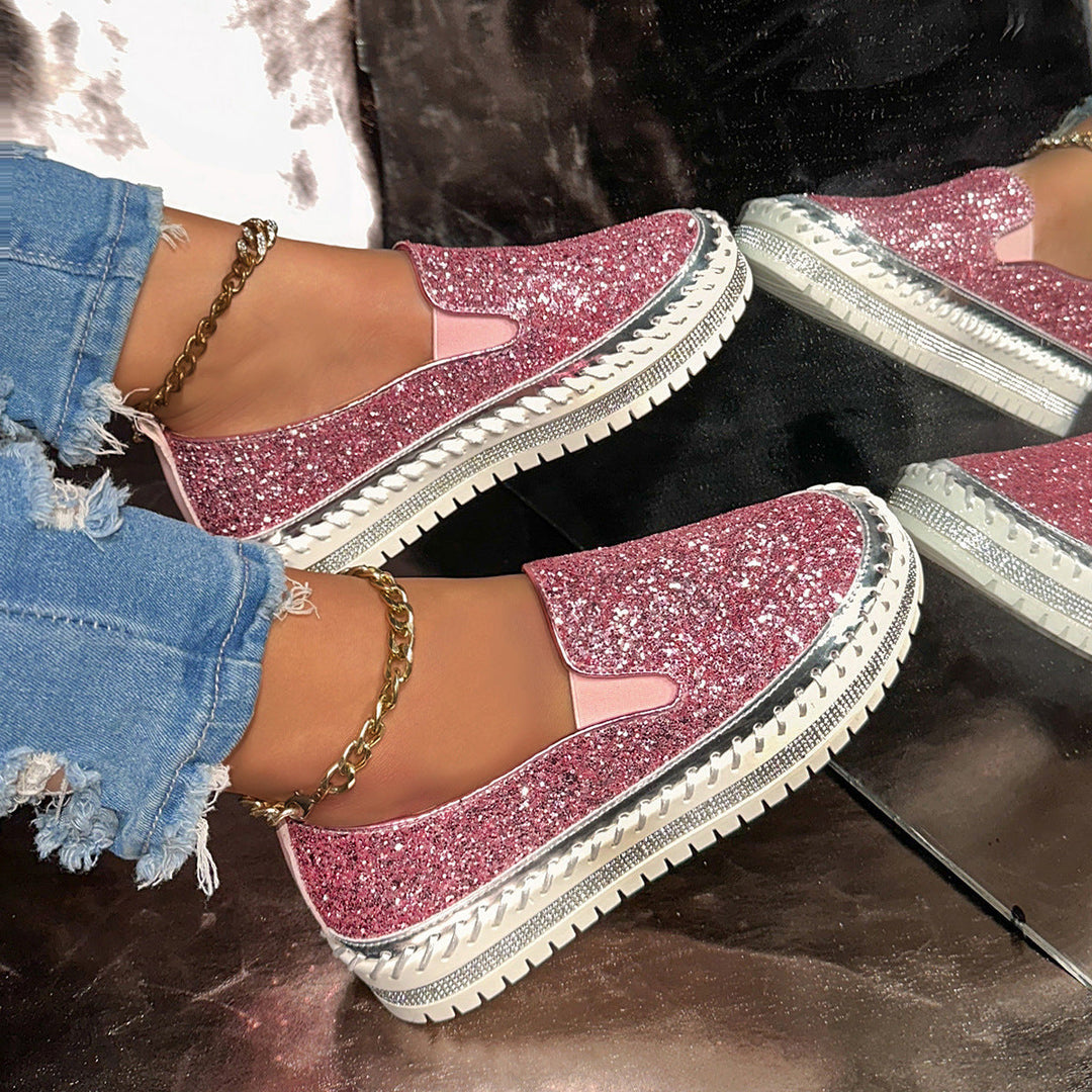 Damen Slip-On Glitzer Sneakers