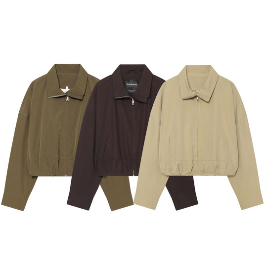 Damen utilitaristische Kurzjacke mit Reißverschluss und Hemdkragen Nord Taschen
