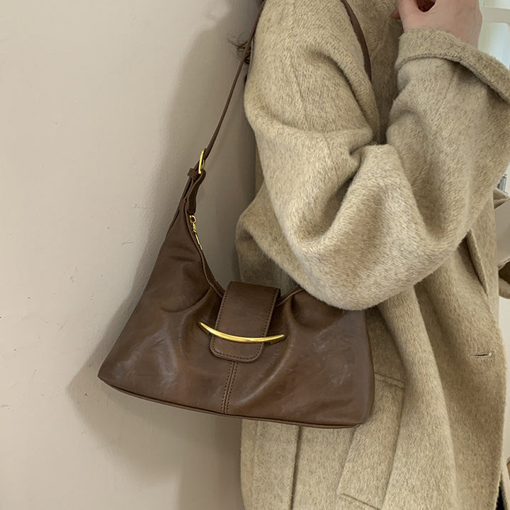 Damen Hobo-Tasche aus geschmeidigem Leder mit dekorativem Verschluss Nord Taschen