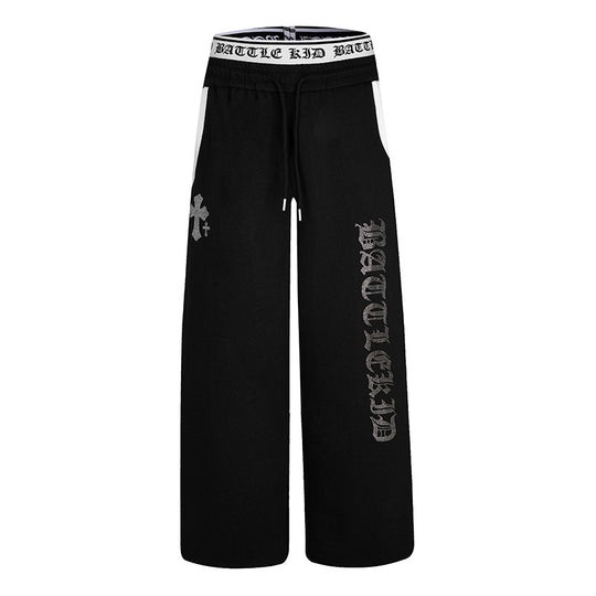Damen weite Lounge-Jogginghose mit hohem Logobund, Gothic-Print und Kordelzug Nord Taschen
