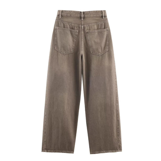 Damen Weite hochtaillierte Culotte-Hose mit Ziernaht, aufgesetzten Taschen und Bindegürtel Nord Taschen