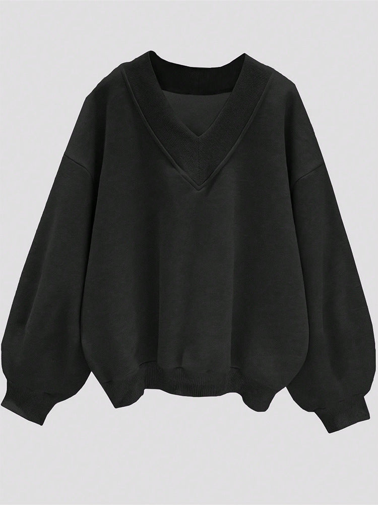 Oversized Damen V-Ausschnitt Sweatshirt