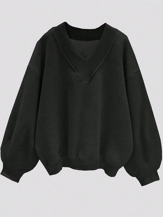 Oversized Damen V-Ausschnitt Sweatshirt