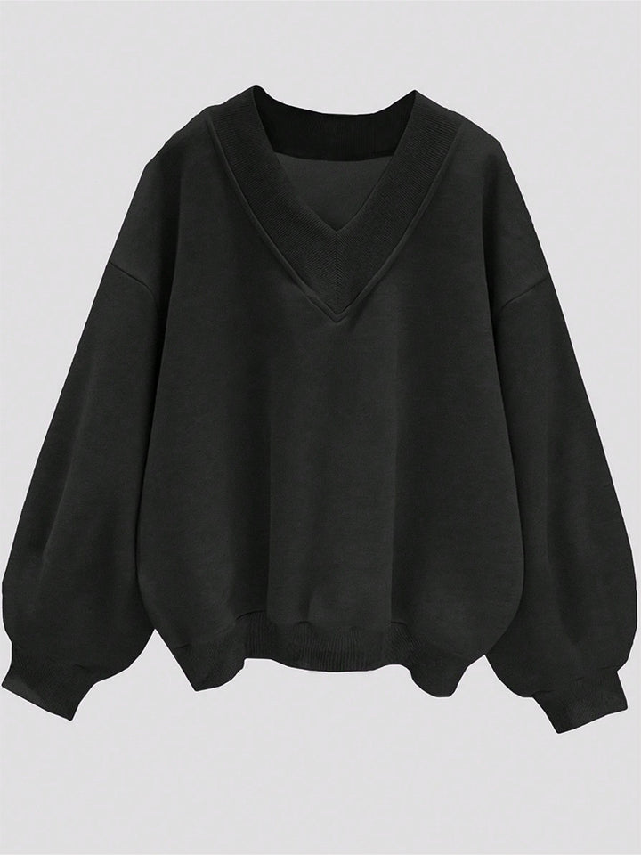 Oversized Damen V-Ausschnitt Sweatshirt