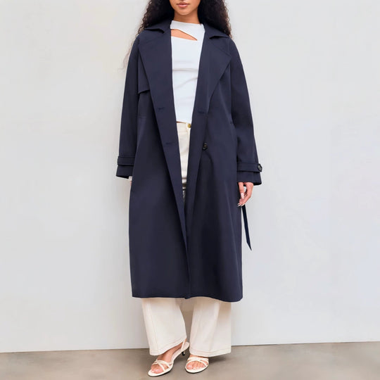 Damen Modischer Trenchcoat mit breitem Kragen Nord Taschen