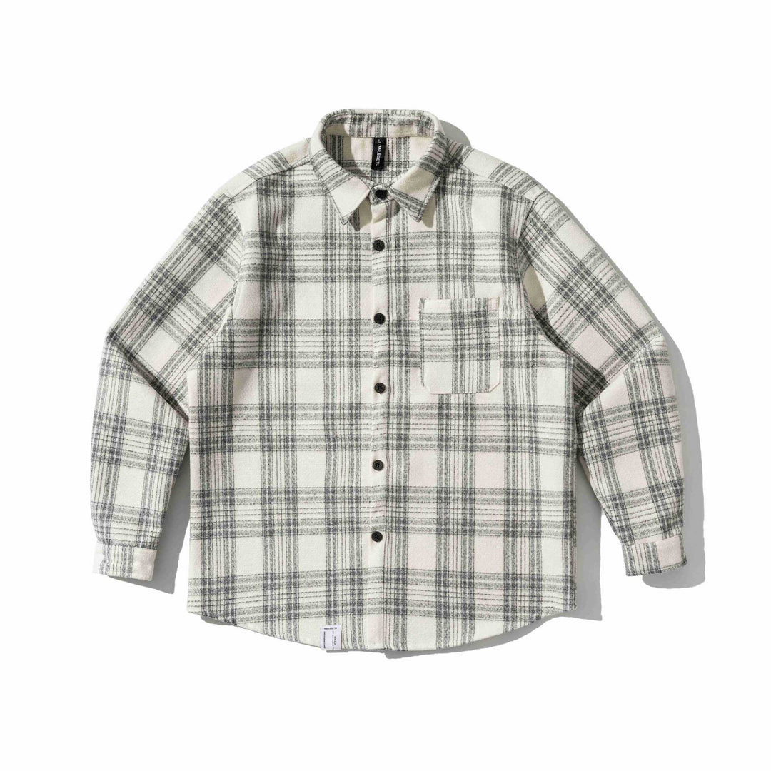 Herren Kariertes Teddy-Fleece Overshirt mit Brusttasche Nord Taschen