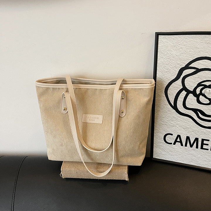 Damen Jute-Shopper Tasche mit elegantem Corddesign Nord Taschen