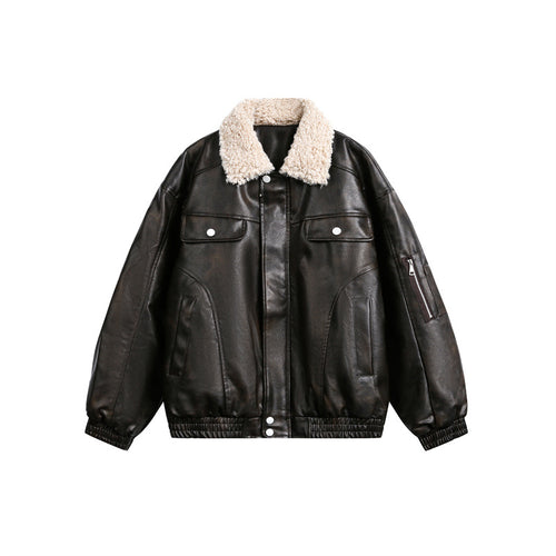 Herren Aviator-inspirierte Kunstleder‑Blousonjacke mit Teddy‑Umlegekragen und Ärmel‑Utilitytasche Nord Taschen