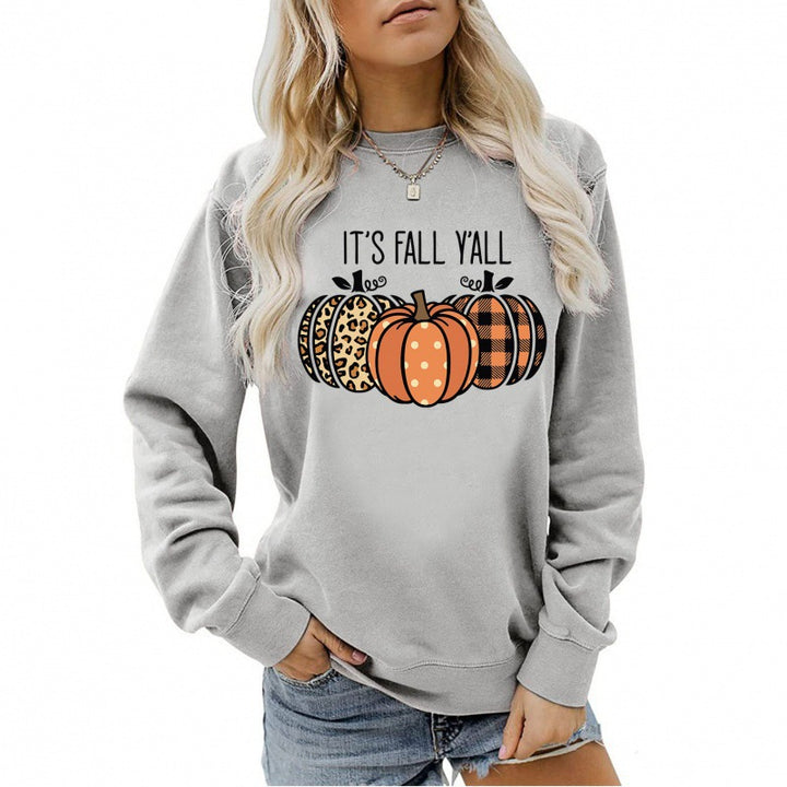 Damen lässiges Herbst Sweatshirt mit Kürbismotiv und Rundhalsausschnitt Nord Taschen