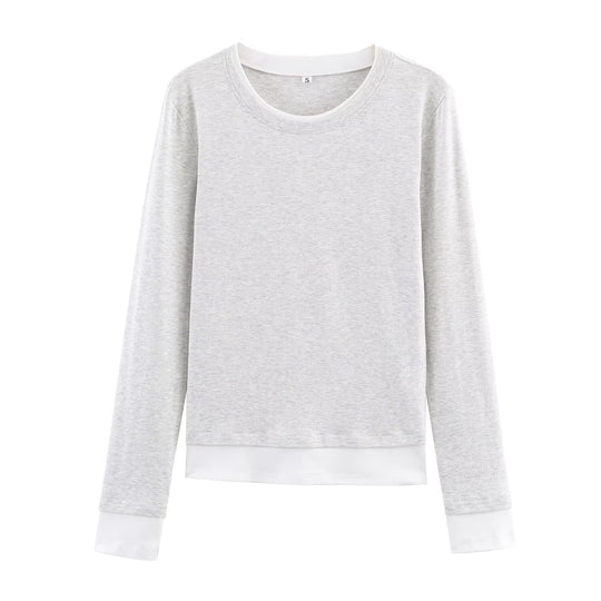Damen Lässiges Langarm-Layering-Shirt mit doppellagigem Saum und eingesetzten Manschetten Nord Taschen