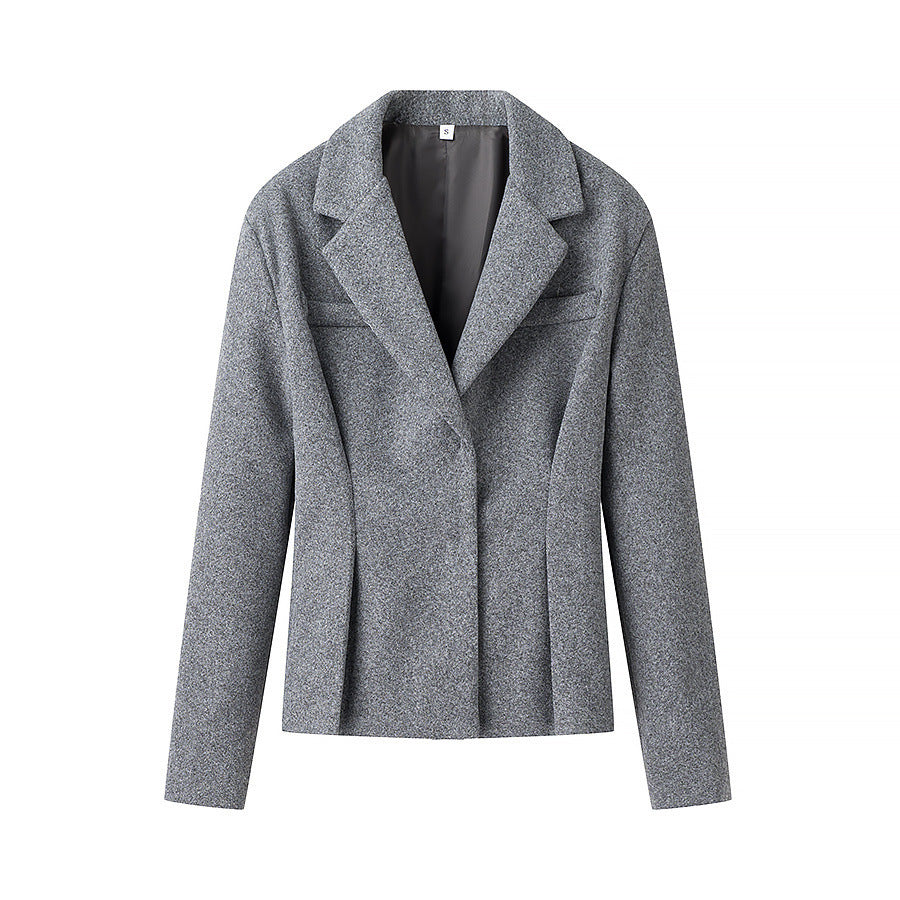 Damen Elegantes zweiteiliges Wollmix-Blazer- und Midirock-Set mit ausgestelltem Midirock Nord Taschen