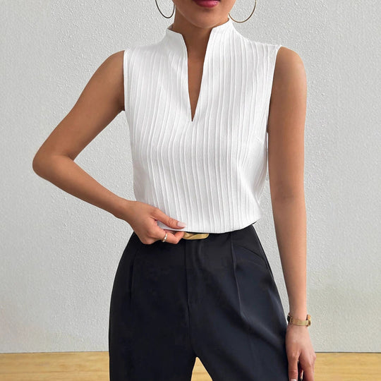Damen Elegantes Top mit Stehkragen und feinen Plisseefalten - Vittorelli