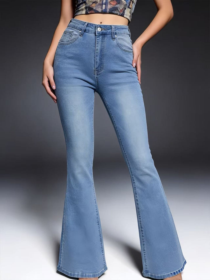 Damen hochtaillierte Schlagjeans mit figurformender Passform und weitem ausgestelltem Bein Nord Taschen