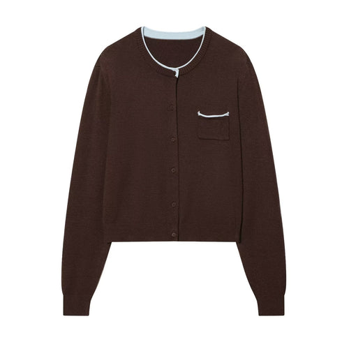 Damen Cardigan mit kontrastfarbener Knopfleiste und zweifarbigen Ärmeln Nord Taschen