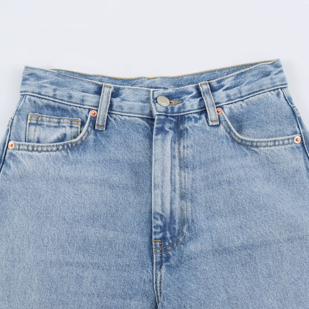 Damen Hochgeschnittene Relaxed-Jeans mit konischem Bein Nord Taschen