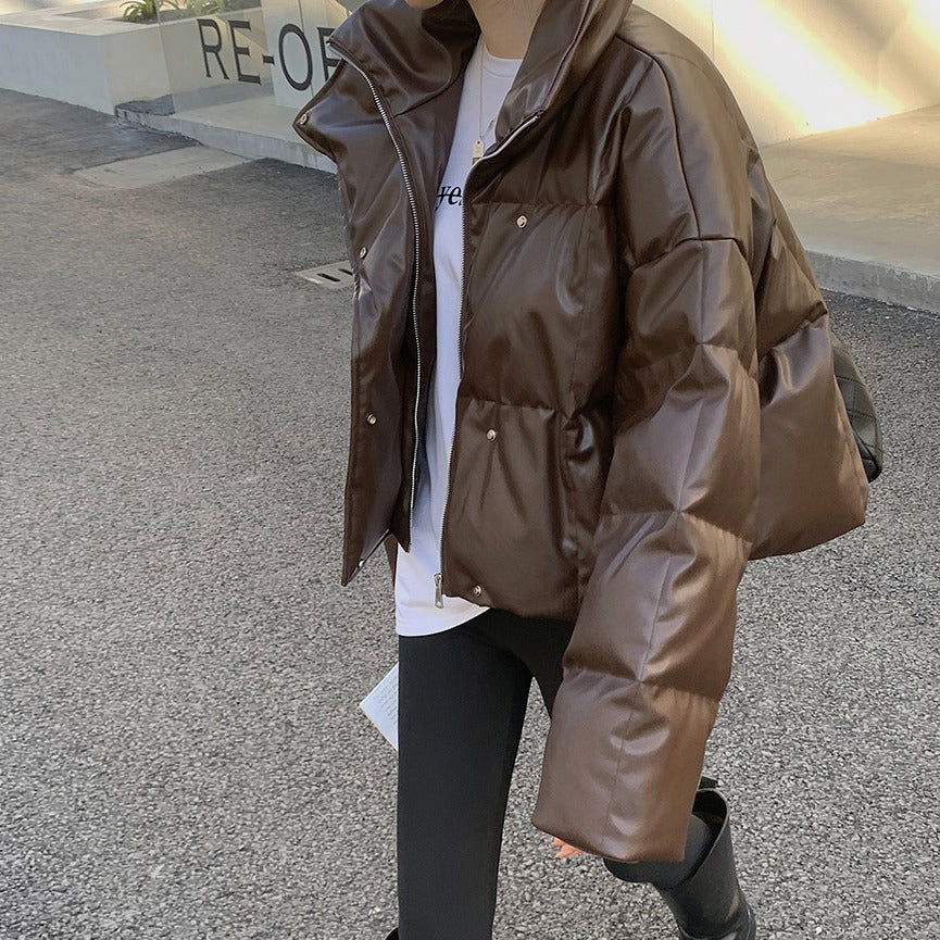 Damen Modische Lederdaunenjacke Nord Taschen