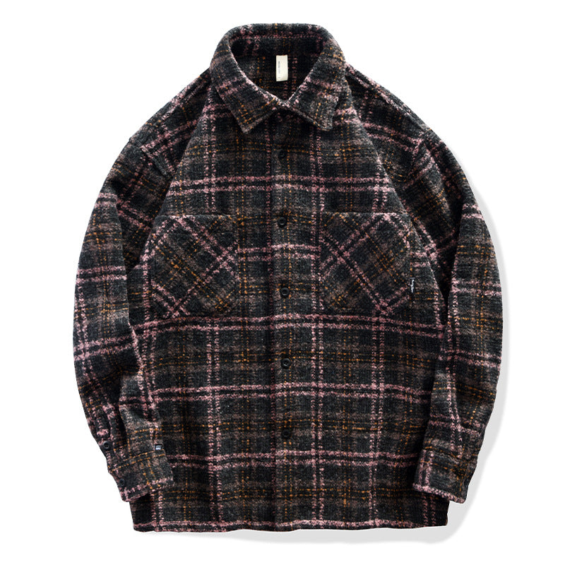 Unisex Karo-Overshirt aus Wollmix mit aufgesetzten Brusttaschen Nord Taschen