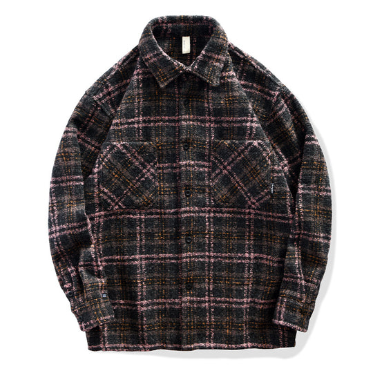 Unisex Karo-Overshirt aus Wollmix mit aufgesetzten Brusttaschen Nord Taschen