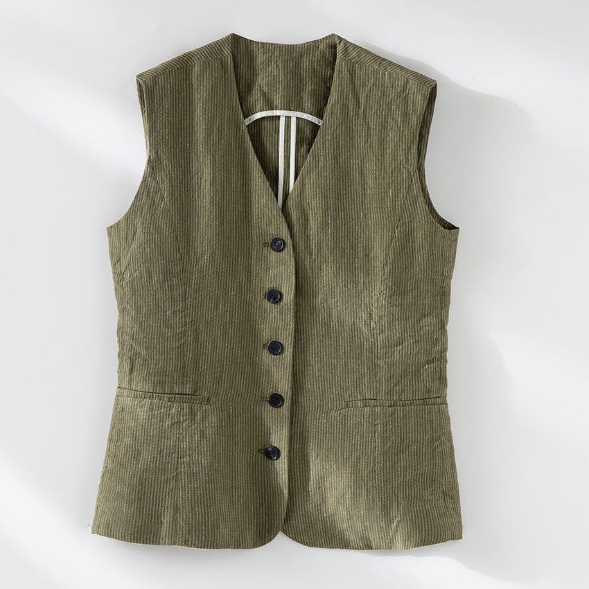 Damen Taillierte Cordweste mit V‑Ausschnitt und Eingrifftaschen Nord Taschen
