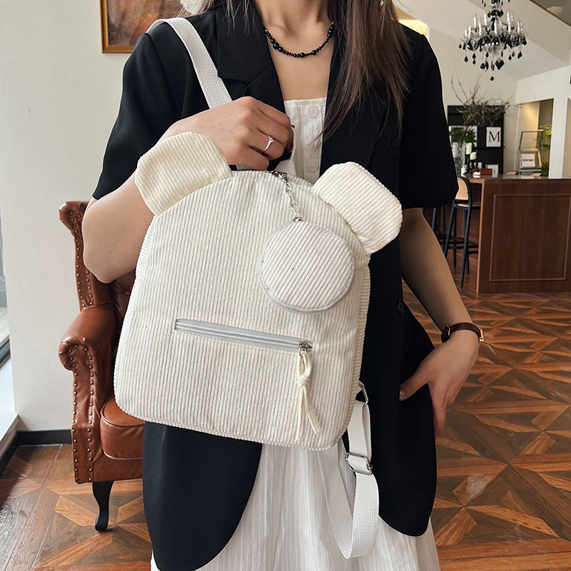 Damen verspielter Cord-Rucksack mit Tierohren Nord Taschen