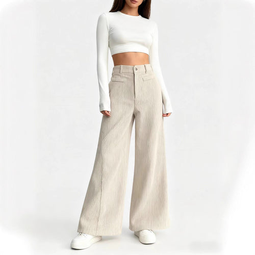 Damen Elegant und hoch taillierte Plisseehose Nord Taschen