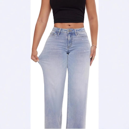 Damen Weite High‑Waist Schlagjeans aus Stretch Denim Nord Taschen