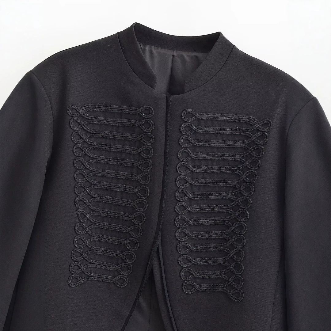 Damen Cropped Blazer im Husarenstil mit geflochtenen Zierkordeln Nord Taschen