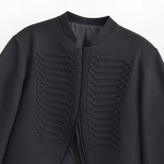 Damen Cropped Blazer im Husarenstil mit geflochtenen Zierkordeln Nord Taschen