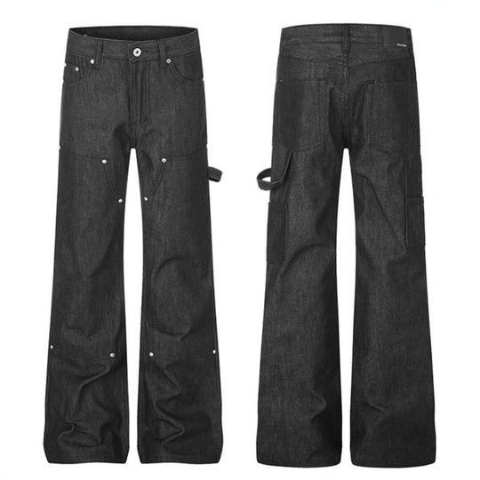 Damen Weite Carpenter-Jeans im Palazzo‑Schnitt mit Nagel‑/Hammerlasche und verstärkten Kniepartien Nord Taschen