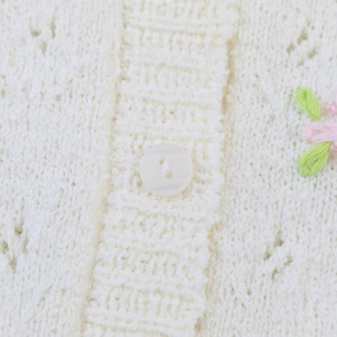 Damen Feiner Strick-Cardigan mit Blumenstickerei und tailliertem Saum Nord Taschen