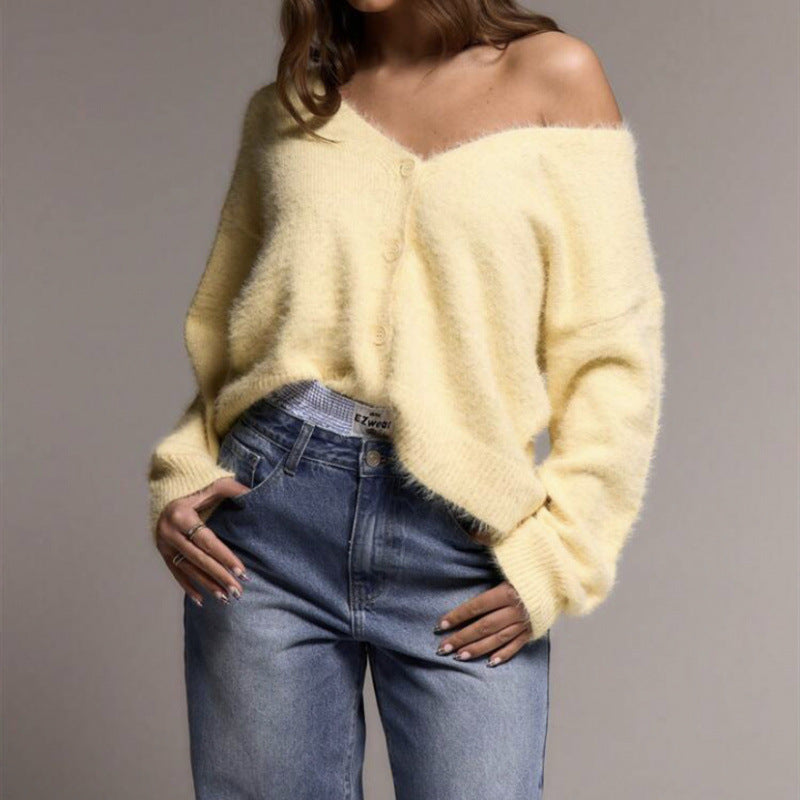 Damen Flauschiger Oversized Cardigan