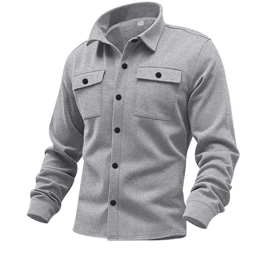 Herren lässige Button-Down Hemdjacke mit zwei seitlichen Brusttaschen und klassischem Kragen