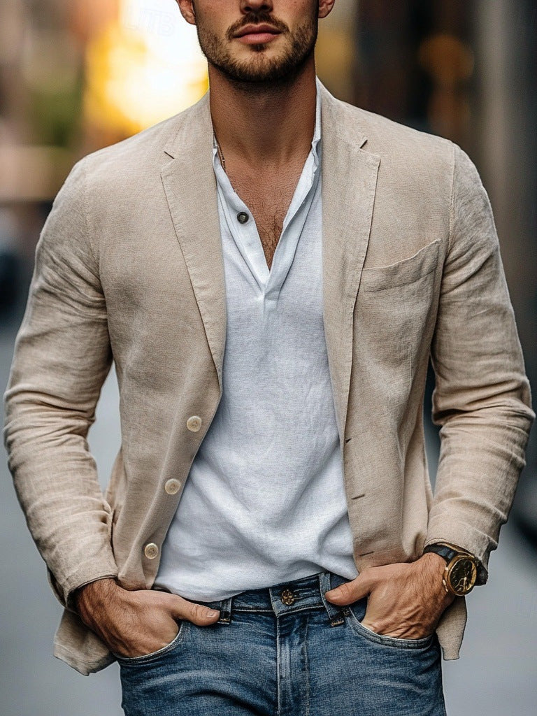 Herren lässiger Leinenblazer Nord Taschen